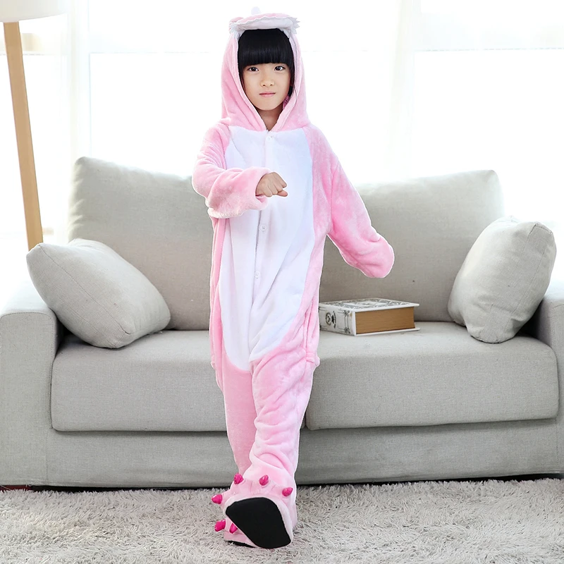 Kigurumi/пижамы унисекс для мальчиков и девочек фланелевые пижамы с рисунками животных для мальчиков и девочек 4, 6, 8, 10, 12 лет, детские пижамы