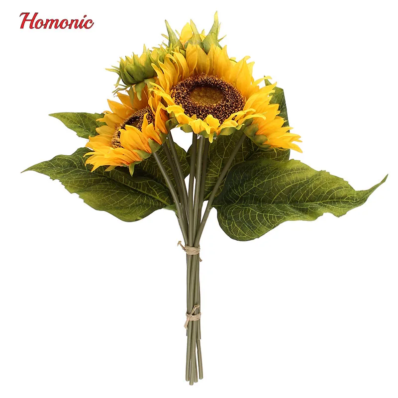 1 букет Желтый Шелк Подсолнечника декоративный цветок 7 филиал/букет пять размер