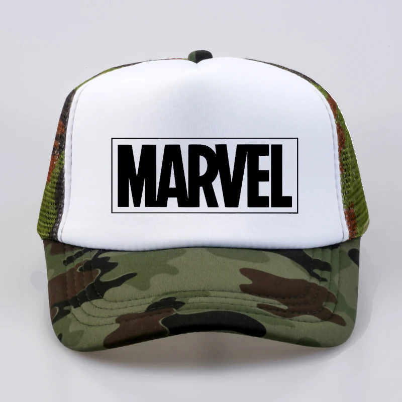 Marvel Comics, Мстители, Мужская/Женская модная бейсбольная кепка, Регулируемое Качество, принт с буквами, летняя сетчатая Кепка для водителя грузовика, шляпа для папы - Цвет: Камуфляж