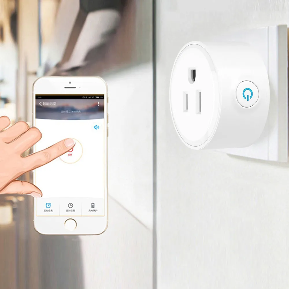 Умная штепсельная Вилка для США Wifi умная розетка монитора питания работает с Google