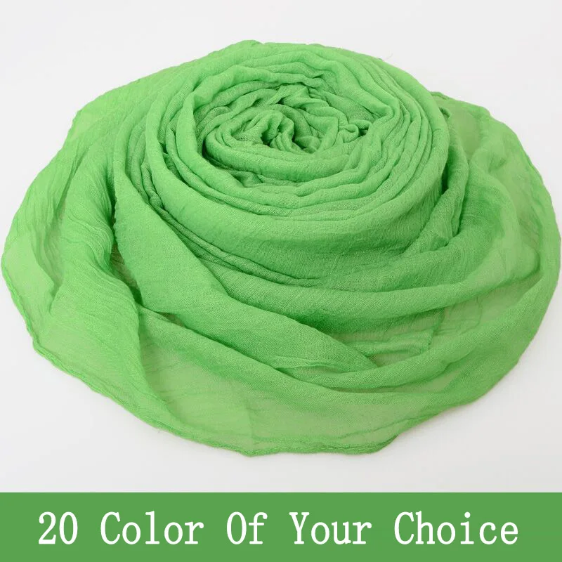 Мода 2017 г. зимние Шарфы для женщин Для хиджаб хлопок белье шарф Однотонная одежда