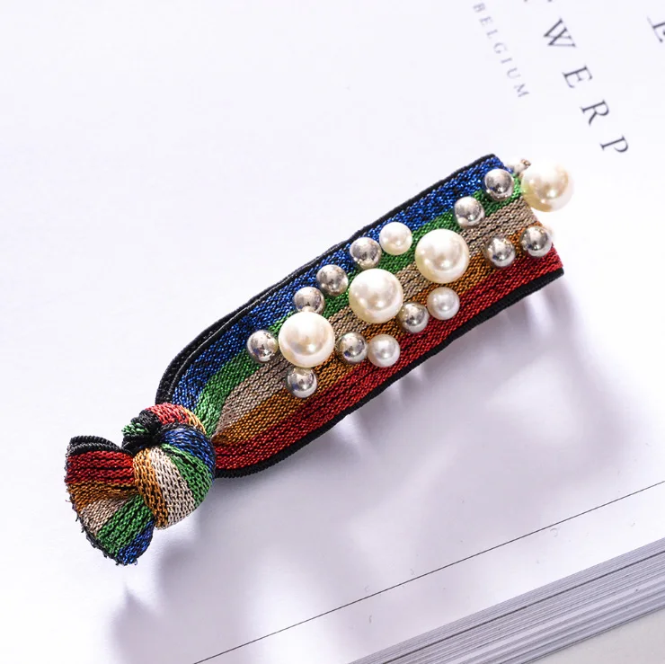 

1pc Creative Crystal Pearl Stripe Suede Headband Vintage Cross Knot Elastic Hair Bands Soft Solid Girls Hairband Hair Accessorie