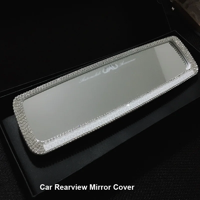 Car Rearview Mirror Креативные украшения для автомобиля с кристаллами и бриллиантами, автомобильный освежитель воздуха, держатель для телефона, коробка для салфеток, аксессуары для салона автомобиля - Название цвета: Car Rearview Mirror