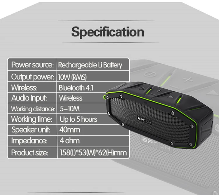 Беспроводная Спортивная bluetooth колонка с супер басами водонепроницаемая