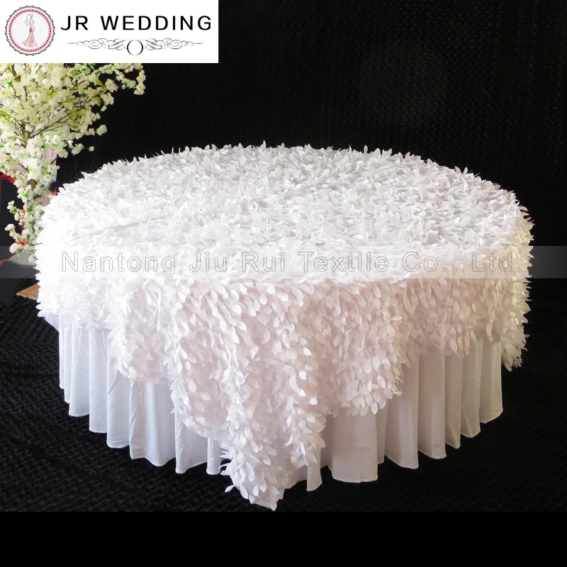 

10 pcs 85" Square 90" Square Leaf Overlay Petal Table Cloth for Wedding Decoration