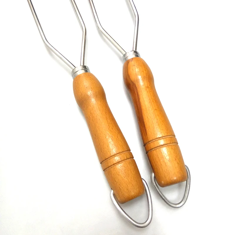 Оверлонг открытый шашлык для барбекю палка из нержавеющей стали с деревянной