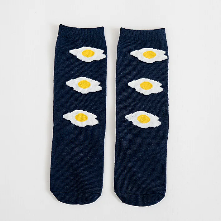 Женские гольфы милые для девочек и мальчиков с изображением яичницы брендовые