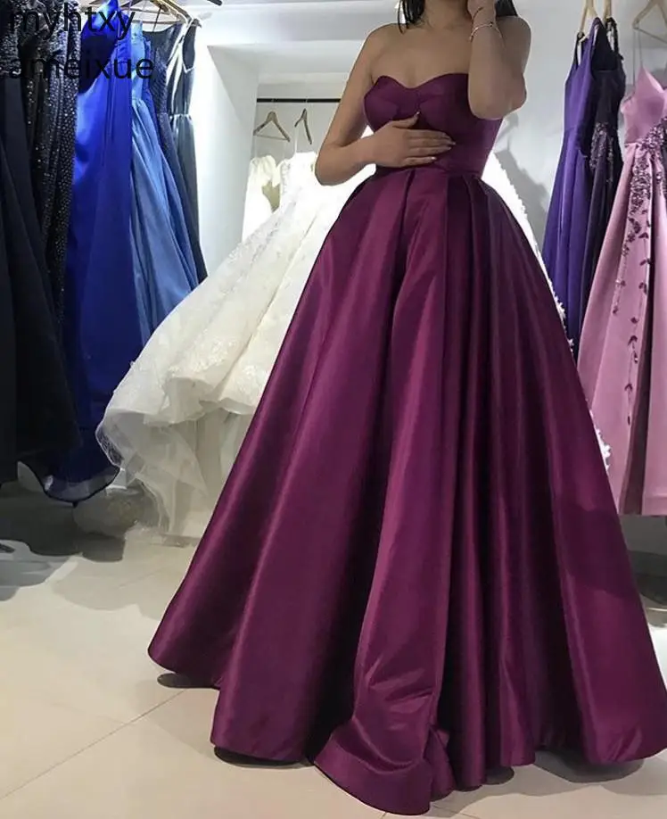 A-line Satin Floor Length Zipper Back Tube Top Purple Bridesmaid Dresses Long Vestidos Royal Azul Dusty Rose Bridesmaid Dresses