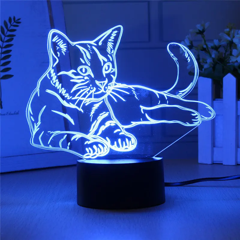 Smuxi прекрасный кот 3D ночник lighttremote сенсорный Swith светодиодный 3D светильник с животными 7 цветов USB 3D иллюзия настольная лампа домашний декор как детская игрушка