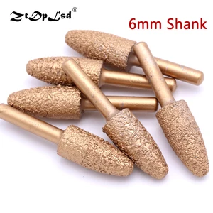 ZtDpLsd 1 шт. 6 мм хвостовик пуля вакуумные Паяные Алмазные Заусенцы сплав Шлифовальная головка 60 мм для камня нефритовый пилинг Электрический инструмент для резьбы