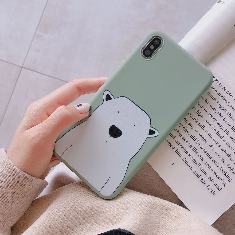 Силиконовый чехол для iPhone 6 6s 6plus Plus 7 7plus 8 8Plus X XR XSMAX sosft TPU милый мультфильм белый