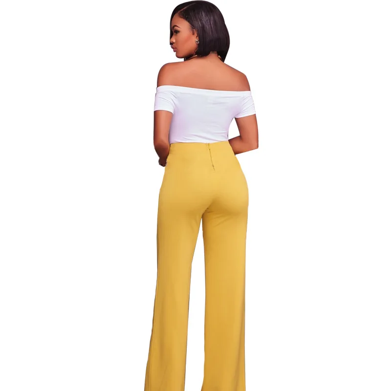 Сплошной цвет молнии отделкой прямые брюки талии|straight trousers|colorful trouserzipper trousers |