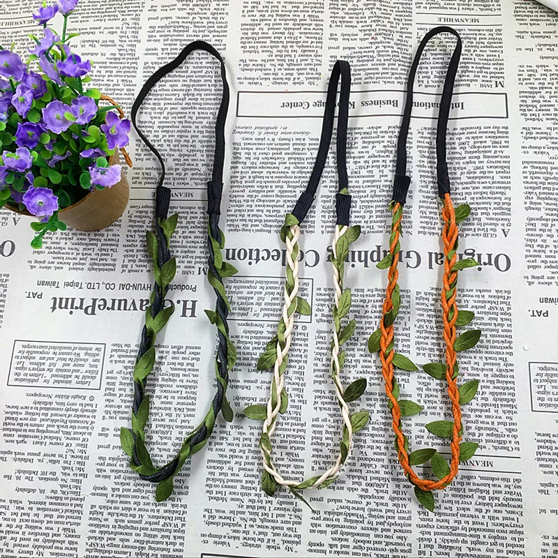 Обруч для волос с зелеными листьями закрутка шпильки материал ручной работы | Дом