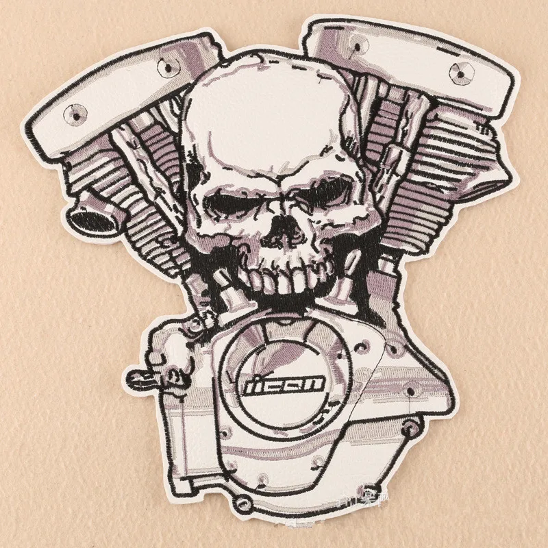 Огромный череп LIVE FREE RIDE Вышивка Патчи Мотоцикл Байкер для куртки сзади 28 8 см * 29 7 |