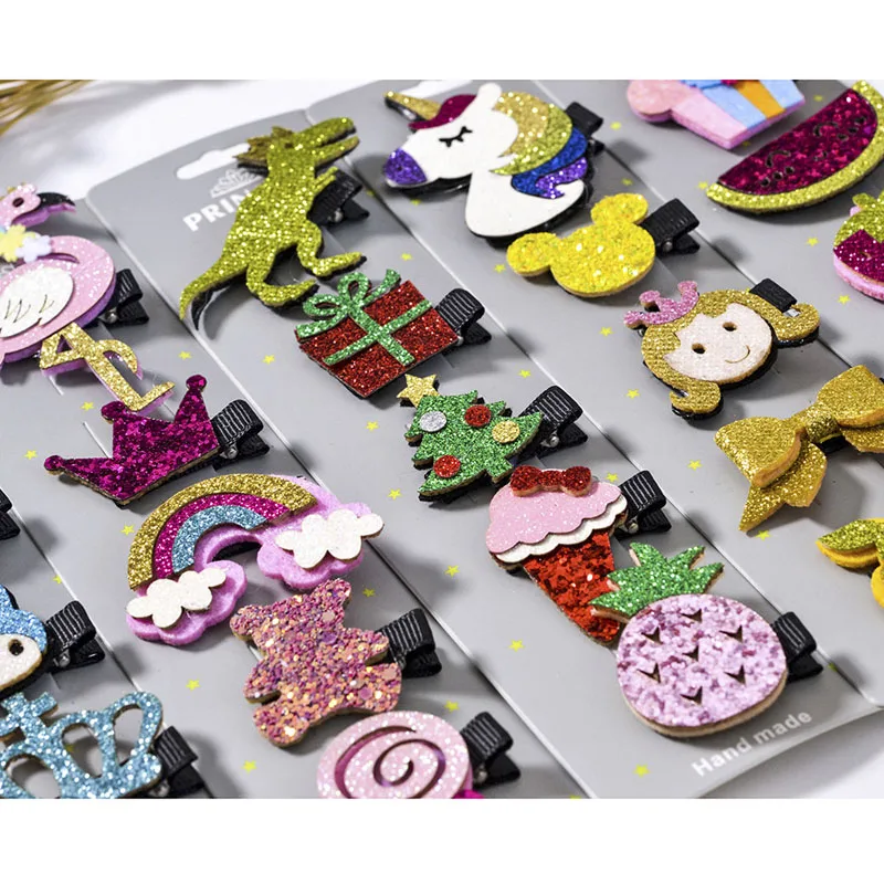 5pcs Baby Girls Hair Accessories Cartoon Unicorn Cute Hairpins Kids Crown Hairgrips Kawaii Headwear Infants Children Barrettes | Детская