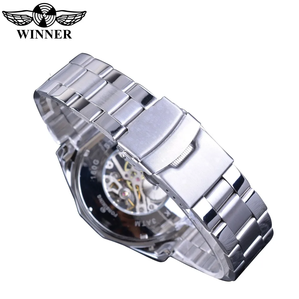 Winner Black Silver Clock Steampunk Skull Design Luminous Hands Automatic Transparent Watches for Men Top Brand Luxury