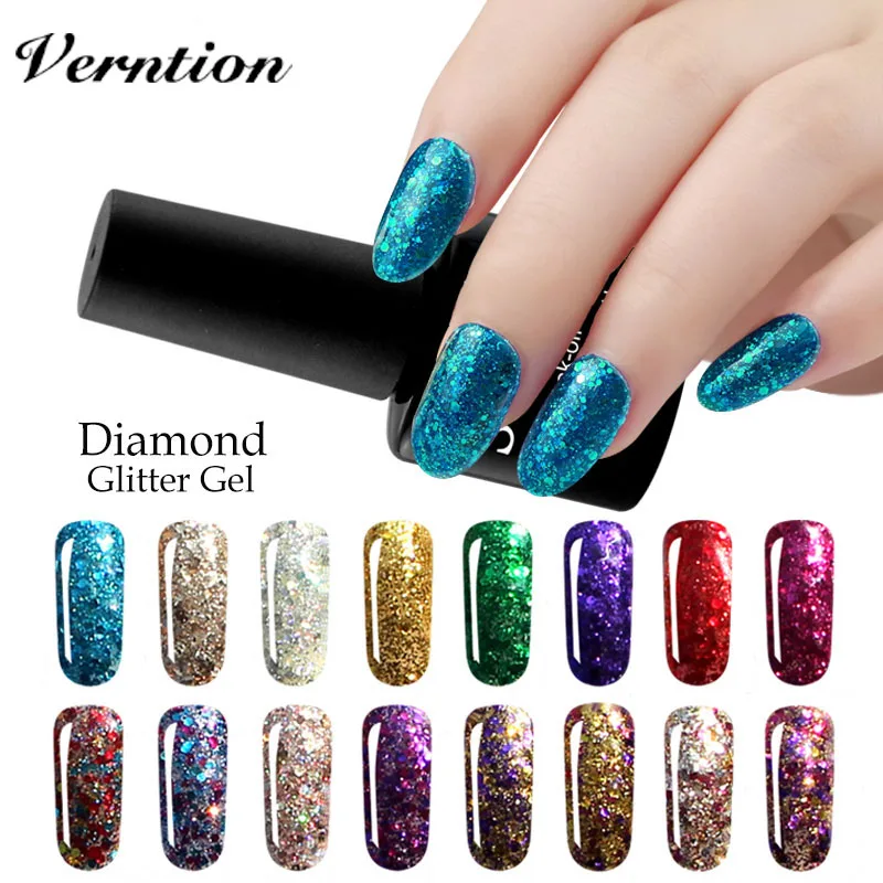 Verntion Diamond UV гель лак для ногтей 8 мл Soak Off светодио дный блеск гибрид Лаки полу