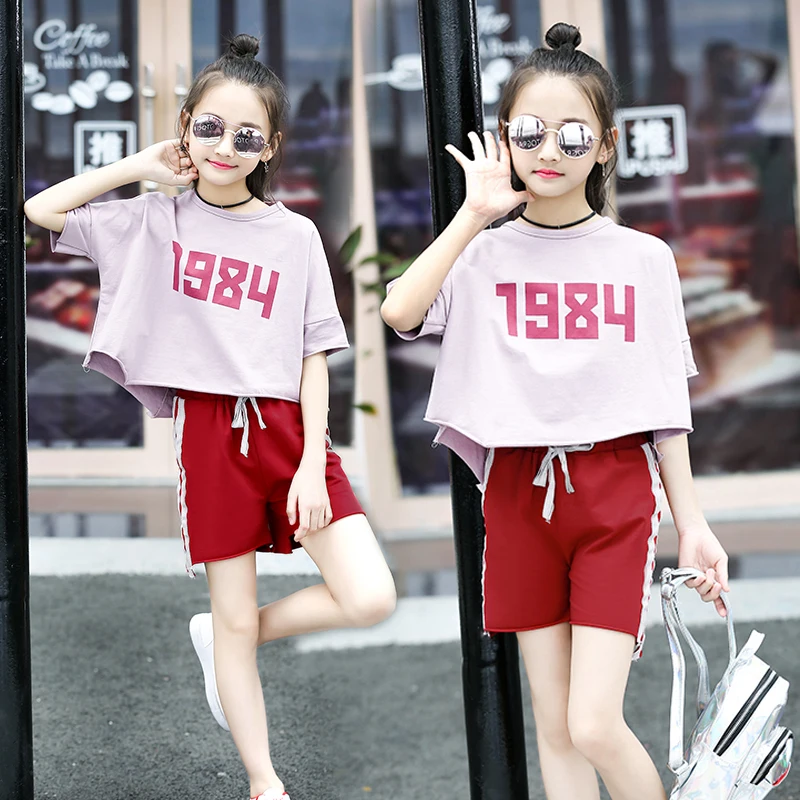 FYH/детская одежда летние комплекты одежды для девочек футболка с коротким