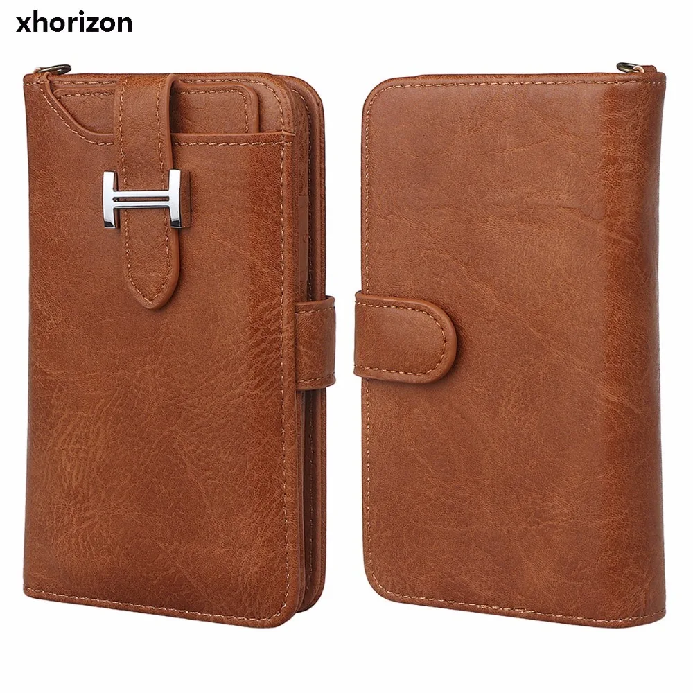 Ручной кожаный бумажник чехол Магнитный Съемный браслет кошелек сцепления