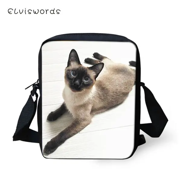 CDWX3088E ELVISWORDS модные женские сумки-мессенджеры с милым животным узором женские сумки через плечо сиамские сумки с принтом кота для путешествий мини-кошелек - Цвет: CDWX3088E