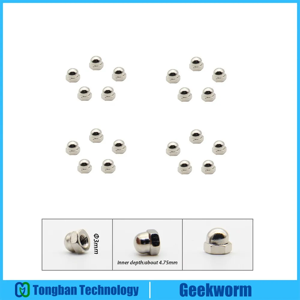 Geekworm 20 шт M3 Крышка никелированные железные гайки Набор для DIY проекта/Raspberry Pi / Ardu