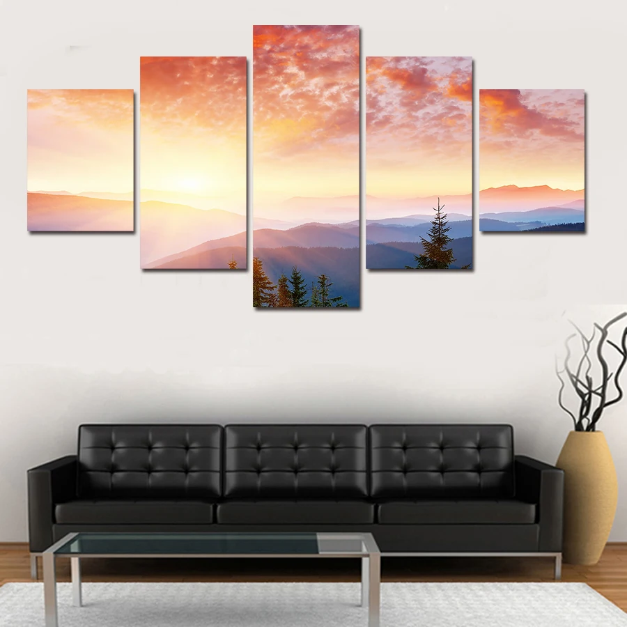 

5 Piece Home Decoration Wall For Living Room Art Canvas Print Modern Abstract Painting On Cuadros Wall Sticker Decorative