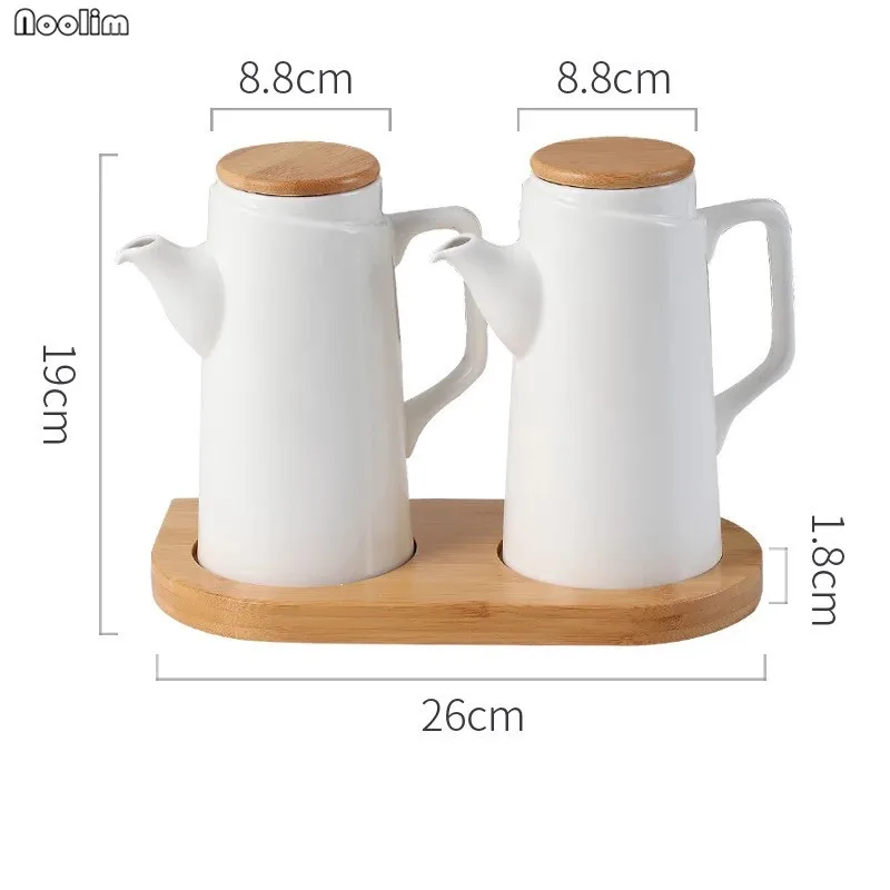2xBottles with tray Керамическая простая масленка герметичная большая бутылка для соевого соуса масло с уксусом набор бутылок бытовые кухонные принадлежности для приготовления пищи - Цвет: 2xBottles with tray
