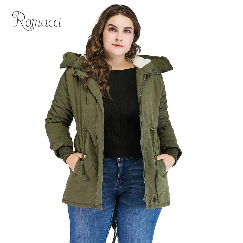 Женская зимняя куртка Romacci 2019 Корейская флисовая парка K pop теплое пальто