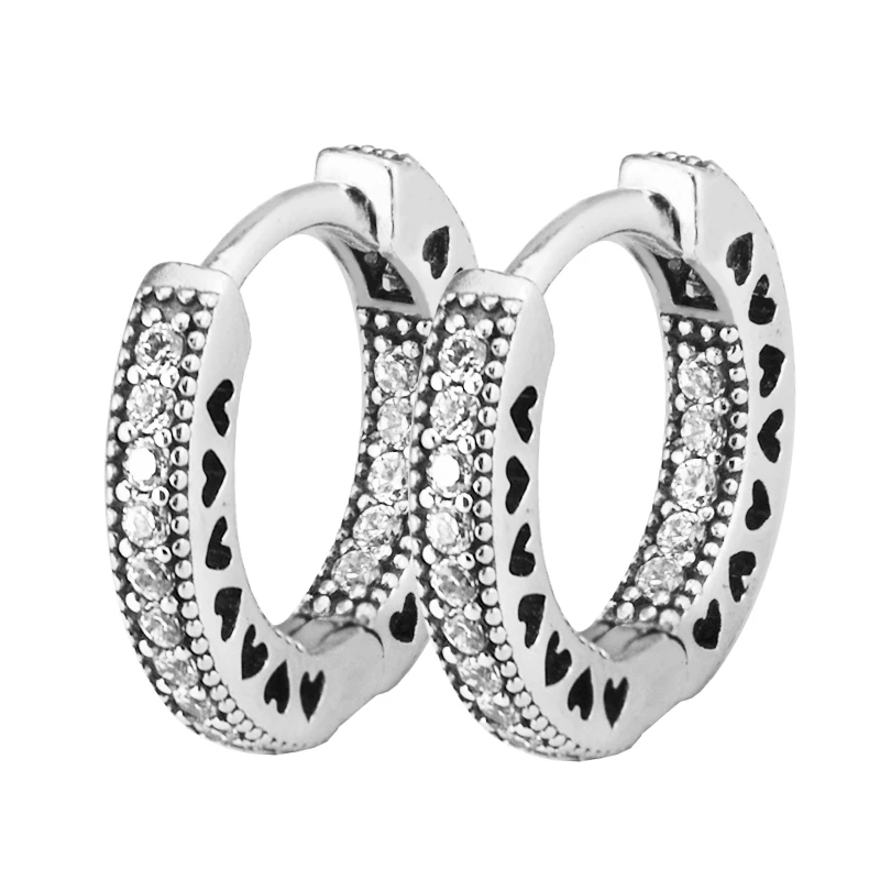 

Женские серьги-кольца из серебра 925 пробы, с сердцем