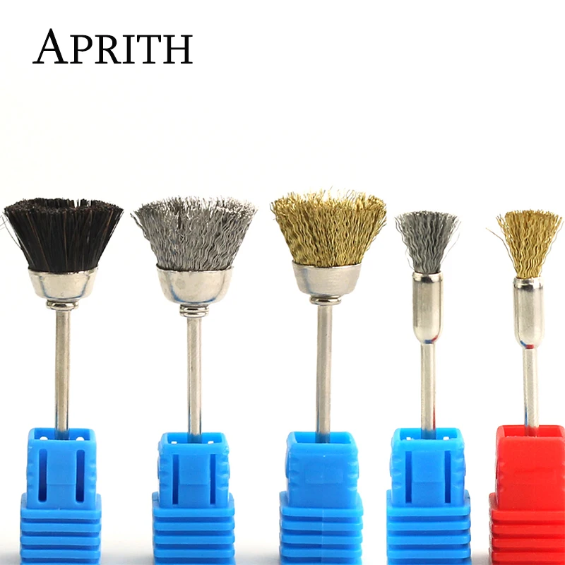 7 видов сверл для ногтей медная проволока щетка очистки 3/32 '' вращающиеся