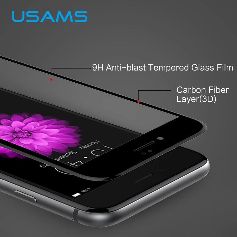 Фото Для iPhone 7 стекло USAMS 0 3 мм 9H углеродное волокно 3D полное покрытие закаленное для Plus Для iPhone 7 стекло USAMS 0 3 мм 9H углеродное волокно 3D полное покрытие закаленное для Plus