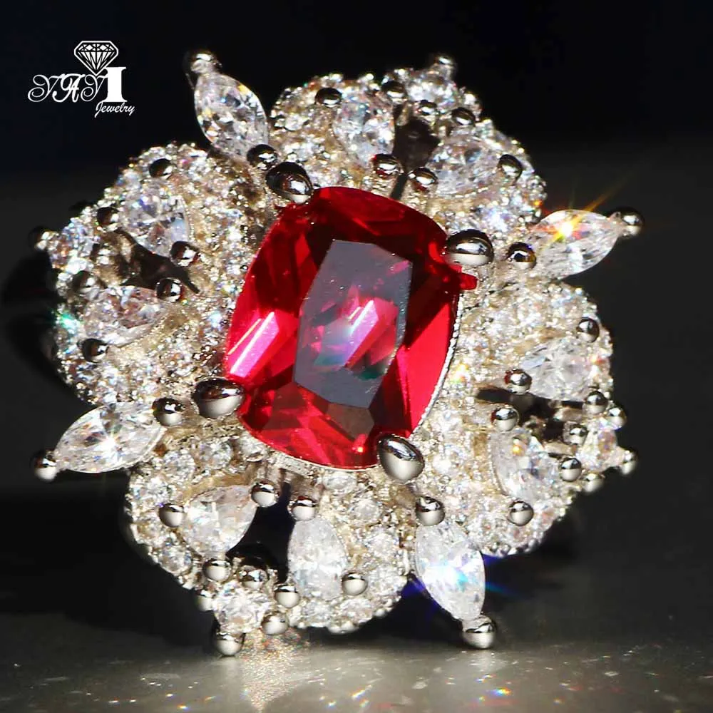Ювелирные изделия YaYI Принцесса Cut 8 4 CT красный цирконами серебряные Цвет
