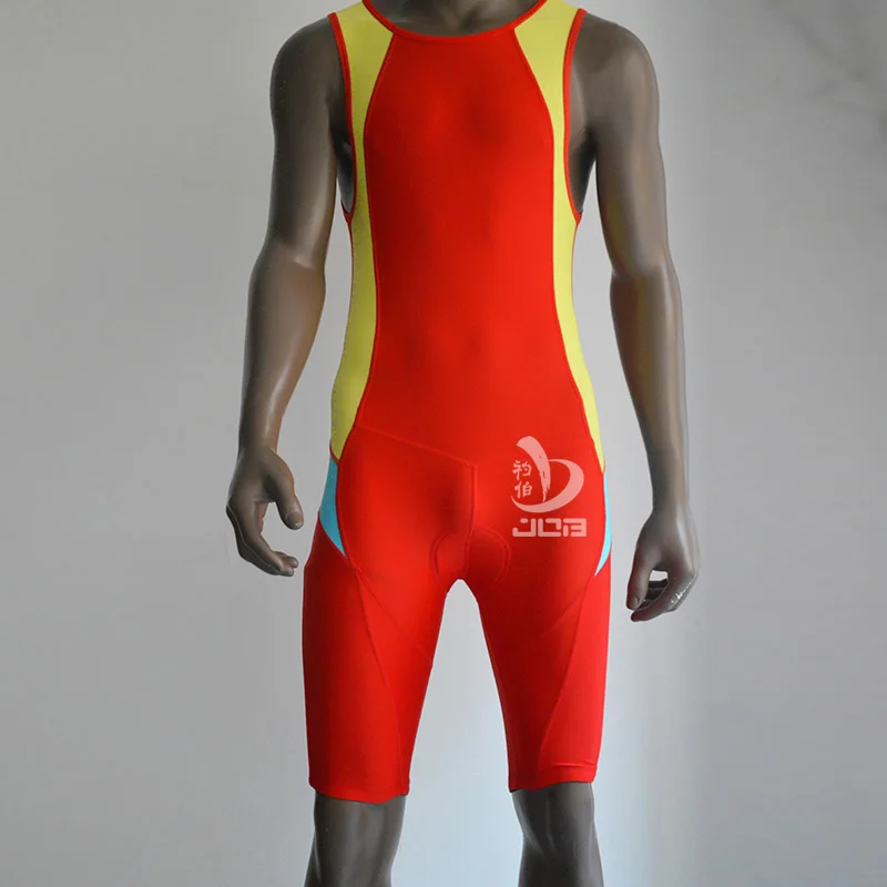 Job мужчины Триатлон Pro Велоспорт Джерси без рукавов Skinsuit цельный гоночный