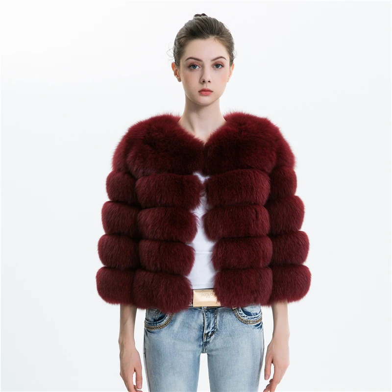 Real Fox Fur Coat Slim Women'S Winter Natural Fur Coat Single-Breasted Leather Coat Short Fox Fur Fashion Warm Winter Jacket04