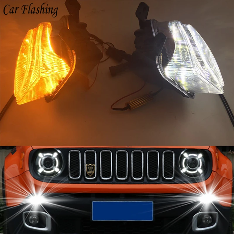 Автомобильный мигающий 2 шт. для Jeep renegade 2015 2016 2017 2018 светодиодный DRL дневные