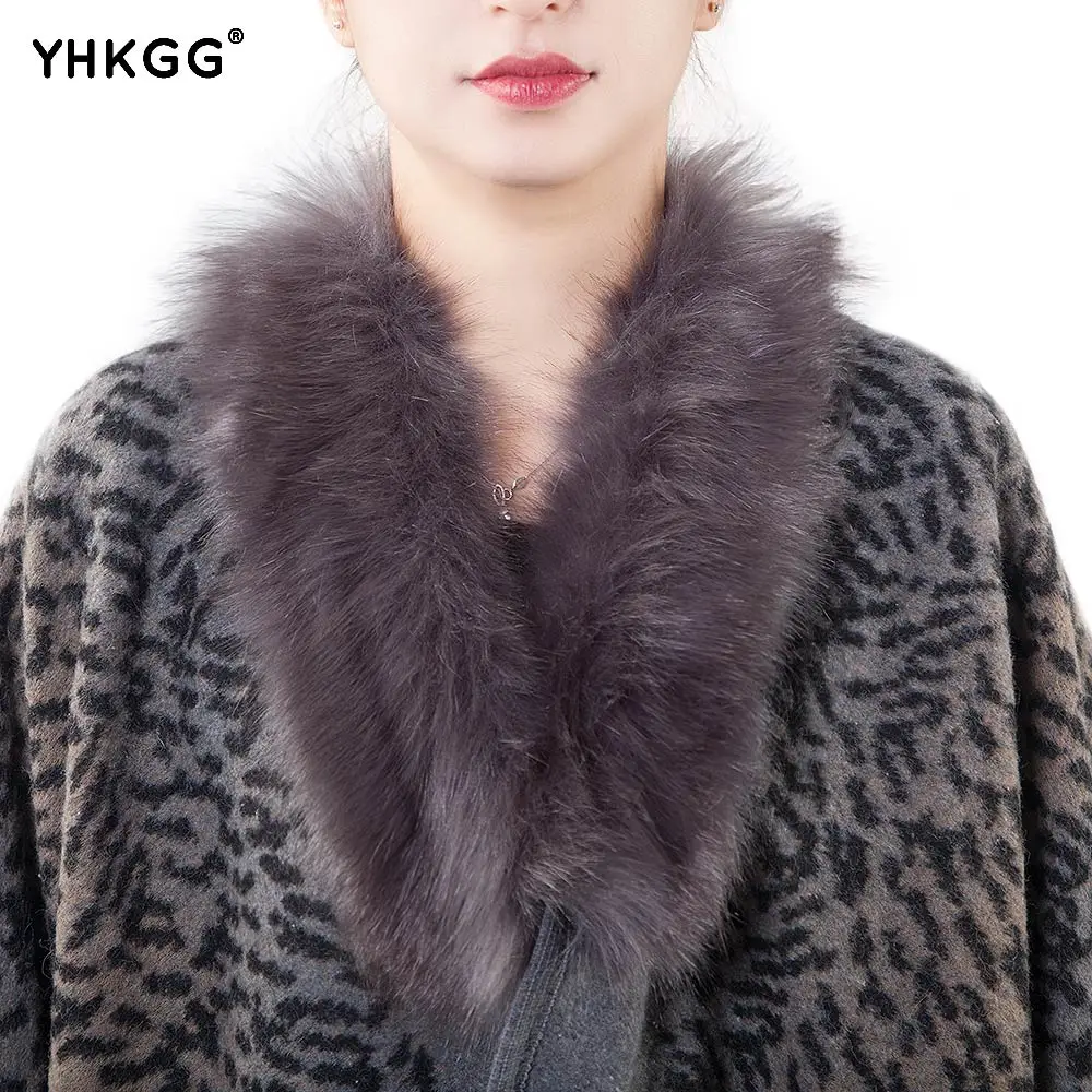 YHKGG 2018 Новый Зимний Теплый леопардовый пончо женский свитер вязаный длинный