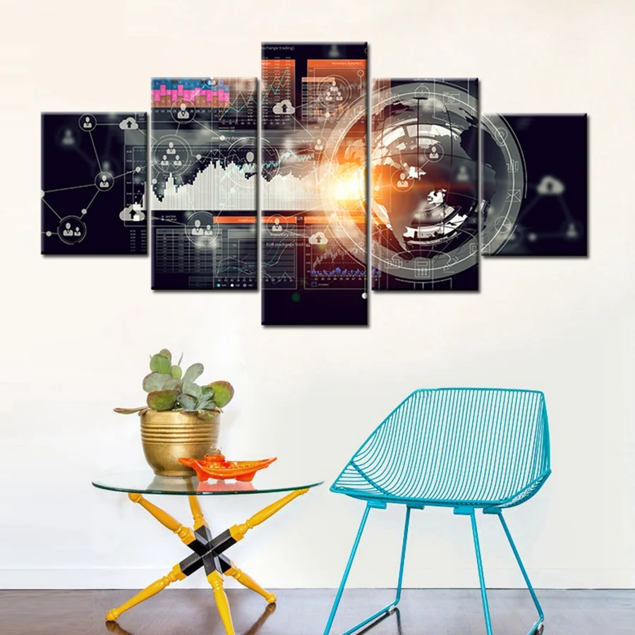 

Modern Technology Abstract Poster Art Print Wall Art Canvas Painting for Office Room Wall Decor Network Link Picture Art Custom