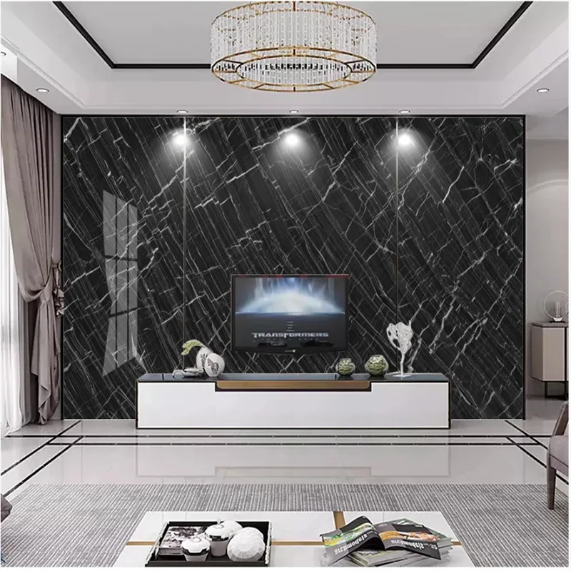 Улучшение дома фотообои 3D современный простой высококачественный черный мрамор