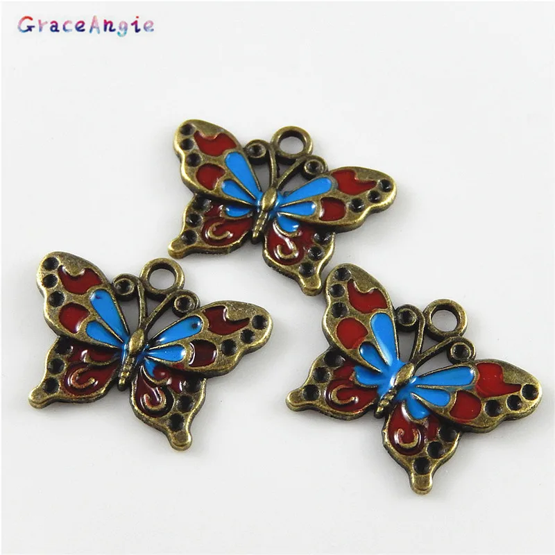 Подвеска-бабочка из цинкового сплава с эмалью для изготовления ювелирных