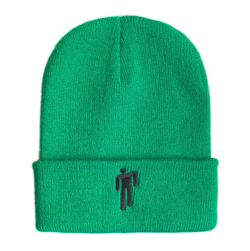Green Cap Billie Eilish Beanies, зимние вязаные шапки для женщин, шапки с вышивкой для маленького человека, Мужская Осенняя шапка, женская шапка в стиле хип-хоп - Цвет: Green Cap
