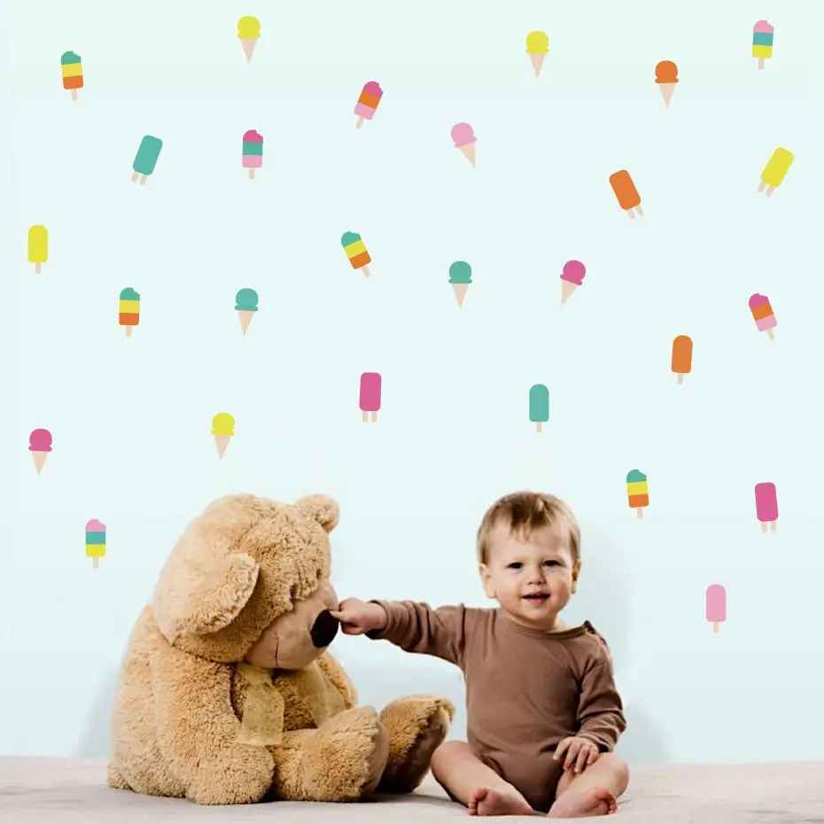 Мультфильм DIY Цветные Мороженое настенные наклейки для детской комнаты спальни