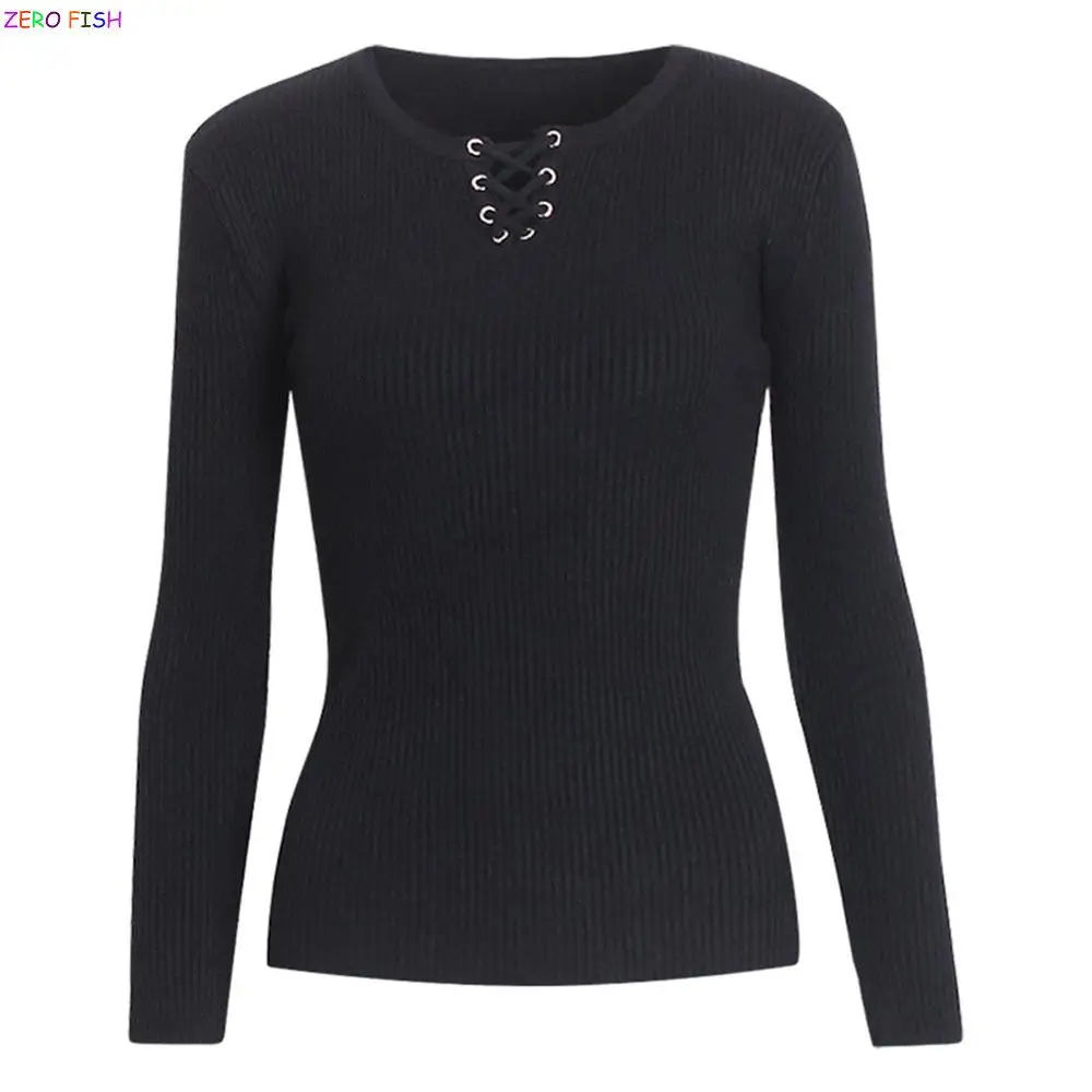 Женский кружевной пуловер в европейском и американском стиле базовый свитер с