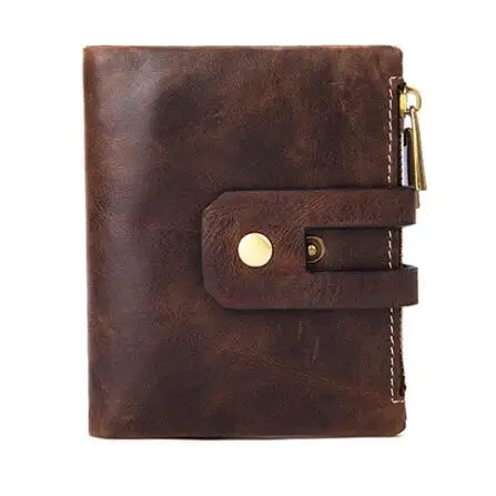dark brown Muurdde, мужские кошельки из натуральной кожи, маленькие мужские кошельки на молнии, мужские портмоне, короткий кошелек для монет, бренд Perse Carteira для Rfid - Цвет: dark brown