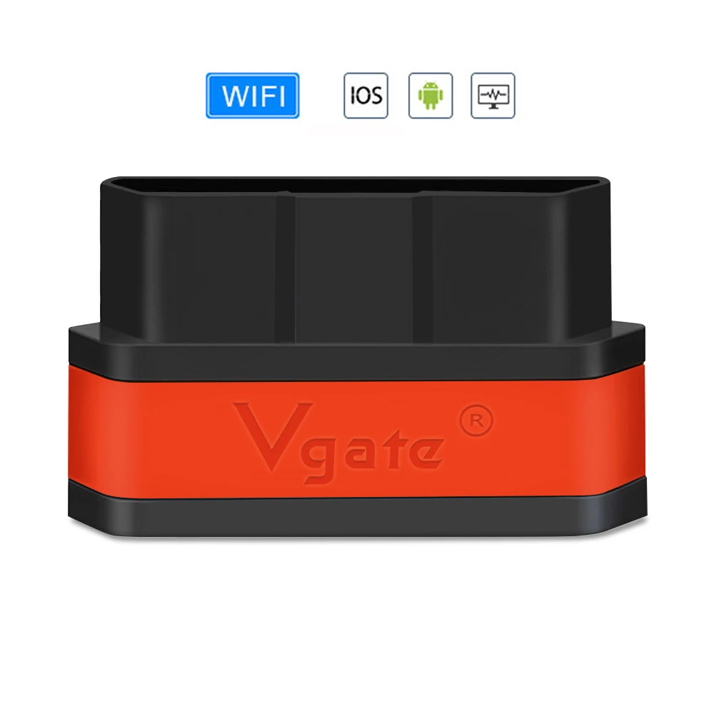 Vgate obd2 ELM327 V2.1 icar2 диагностический инструмент wifi мини сканер elm 327 wifi адаптер для IOS/android/PC/OBD 2 wifi считыватель кодов - Цвет: WIFI-Black Orange