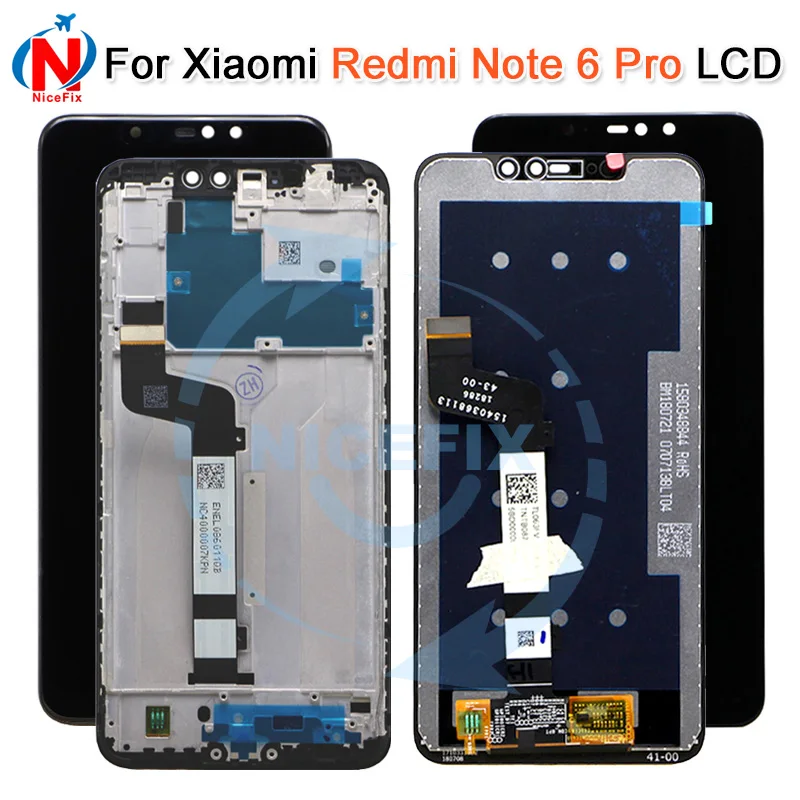 For Xiaomi redmi note 6 Pro LCD Display Touch Screen Digitizer Assembly with frame 6.26'' Repair Parts Replacement | Мобильные