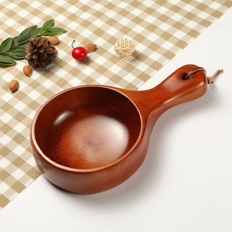 5 &quotтвердый деревянный фруктовый салатник с длинной ручкой кухонные инструменты