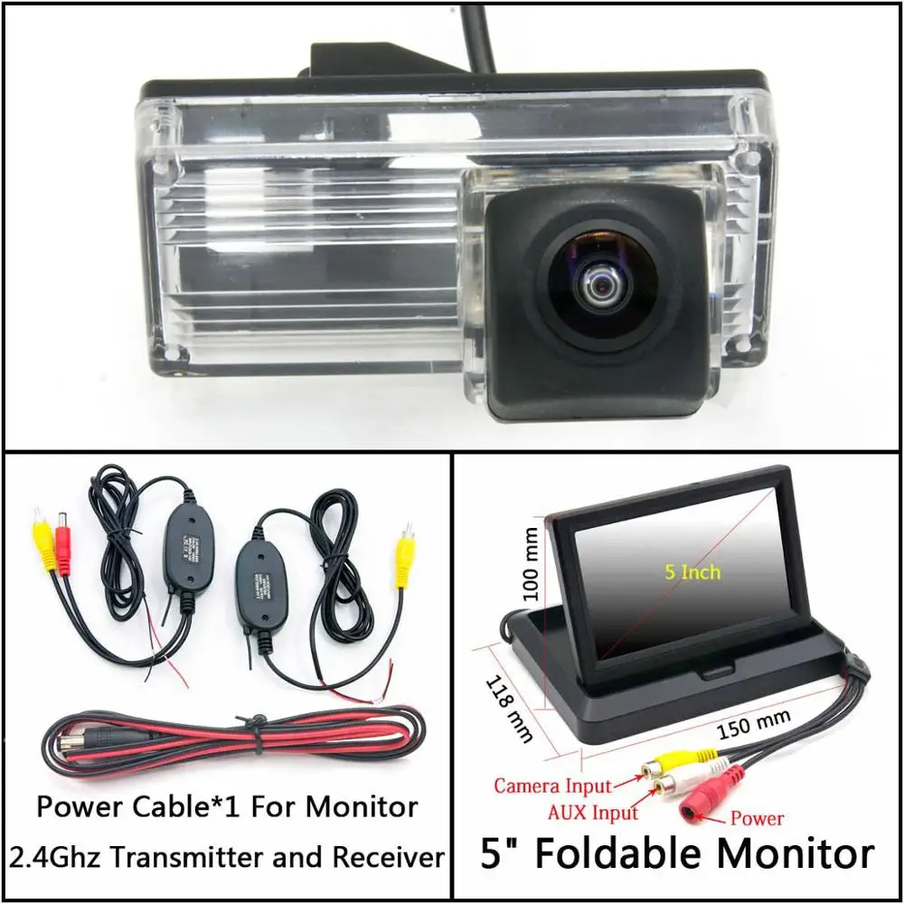C Wireless 5 inch F 175 градусов HD камера заднего вида для Toyota eiz Land Cruiser 120 Prado LC100 LC200 монитор парковки водонепроницаемый - Название цвета: C Wireless 5 inch F