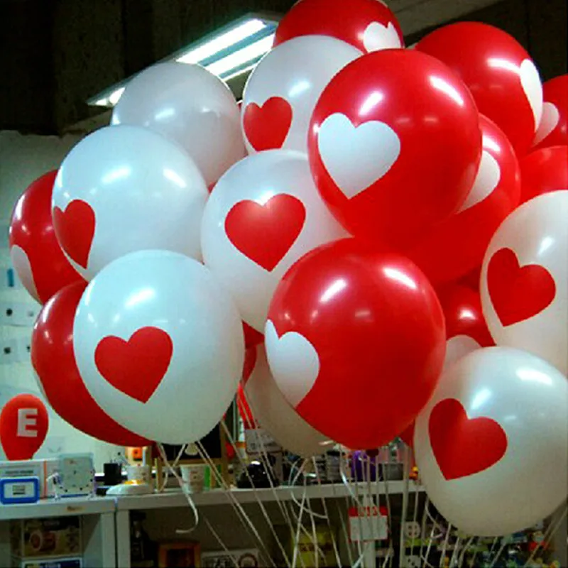 

20 шт 12 дюймов сердце темно-красный и белый цвет круглые латексные шарики гелиевый воздух шары надувные свадьба день рождения шар