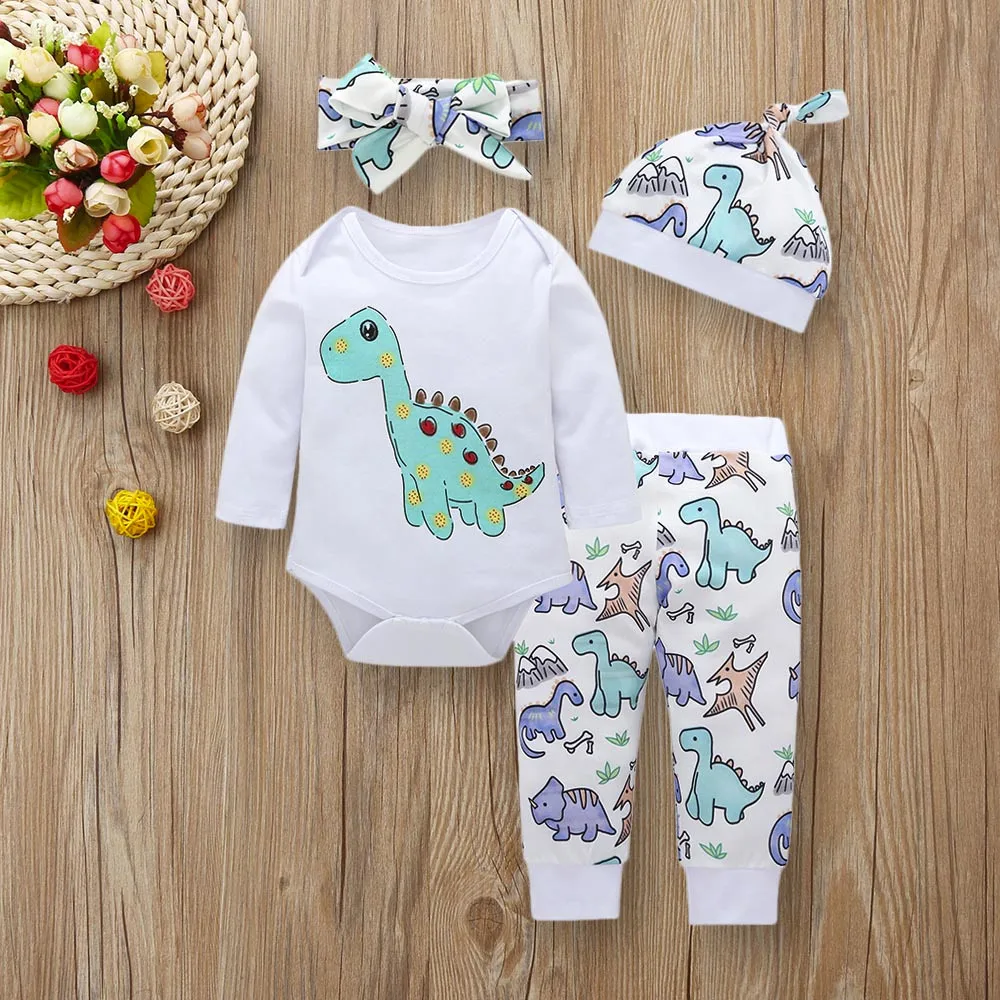 Vestido infantil/комплект одежды из 4 предметов для маленьких девочек и мальчиков ромпер
