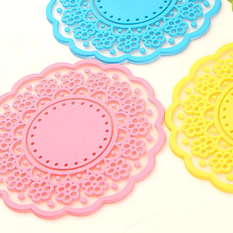 1 шт. Нескользящая силиконовая кружевная Цветочная подставка для чашки столовые